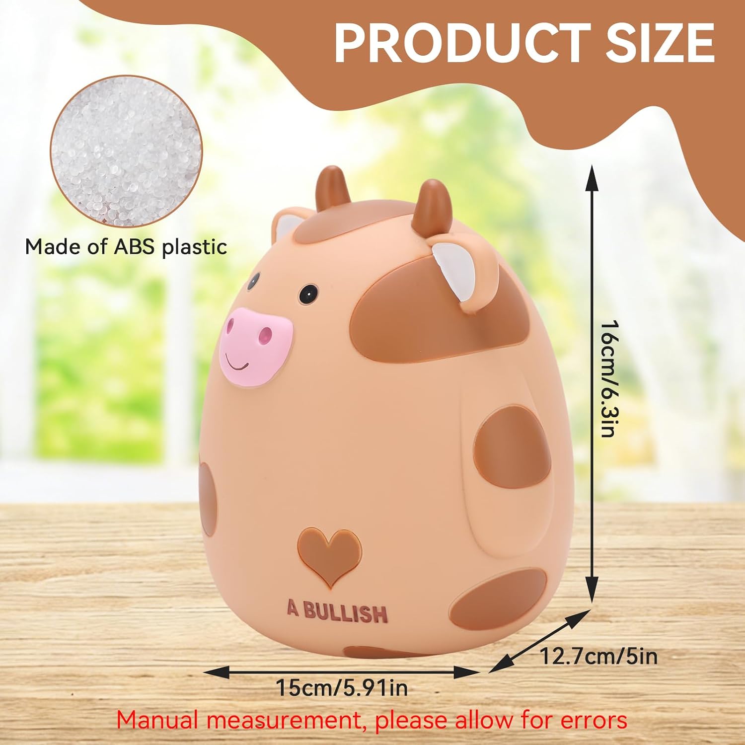 Cute Cow Piggy Bank for Kids Adults, Piggy Bank Girls Unbreakable Money Box Innovative Small Saving Money Box Decoration Saving Jar Plastic Coin Banks for Adults Boys Girls