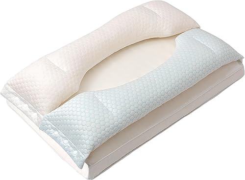 Miniatura 10 de Almohada de espuma viscoelástica para cama, almohadas adaptativas para alivio del dolor de cuello, almohada de firmeza media para dormir de lado