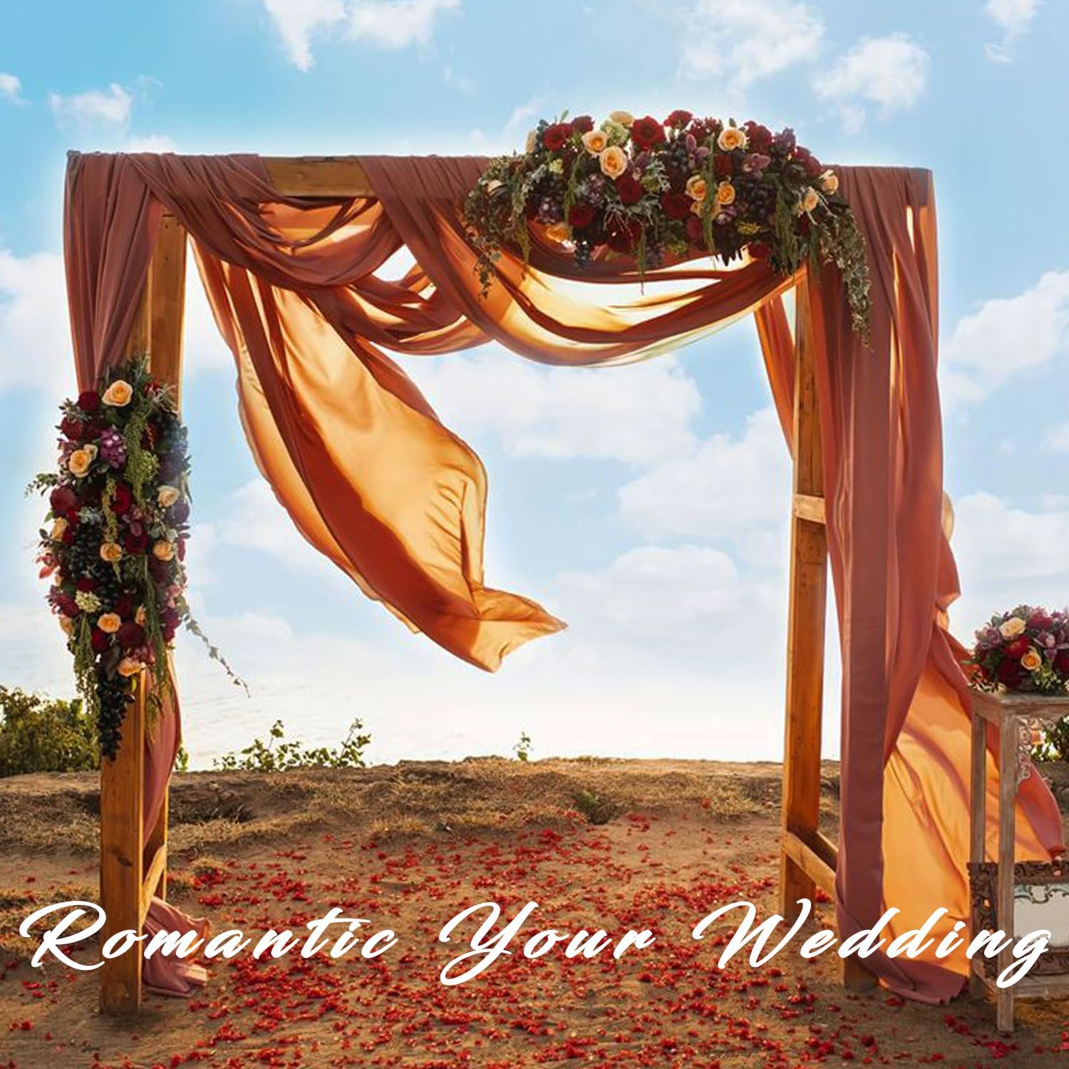 Wedding Arch Draping Fabric 4 Panels 20Ft Length x 28" Width Terracotta Photography Arch Drapes Chiffon Fabric Sheer Curtains Backdrop for Party Bridal Wedding Ceremony Ceiling Stage Reception Decor