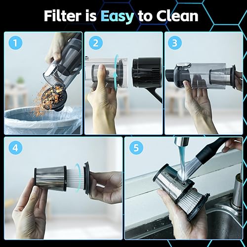 Miniatura 6 de Aspiradora de Coche 9kpa/30mins Mini Ligera de Alta Potencia Portátil de Mano Inalámbrica Pro, Pequeño Extractor Recargable con Gel Limpiador