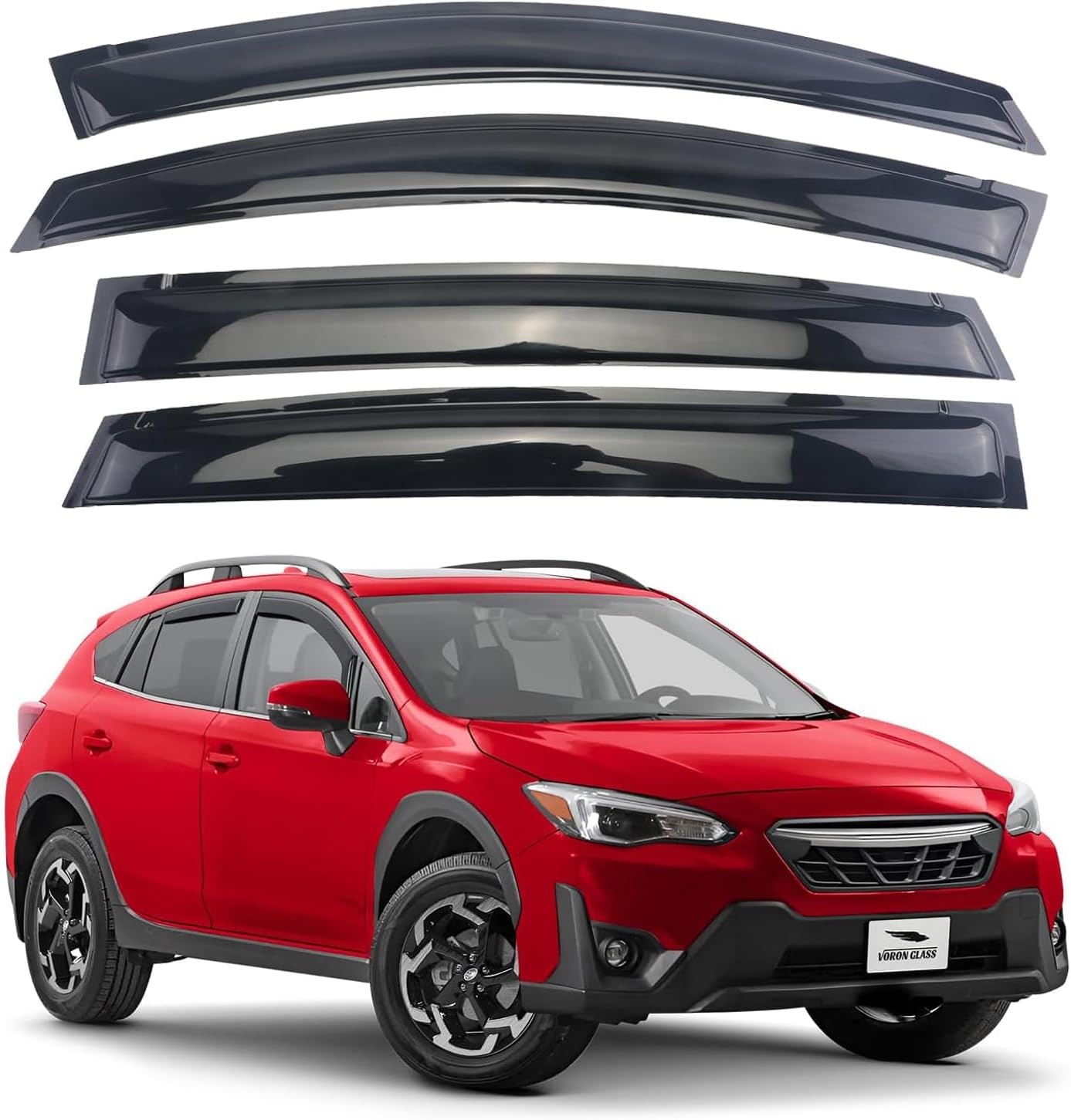 Smoke Black Outside Mount Window Rain Guards Vent Visor Deflectors Compatible with Subaru XV Crosstrek 2018-2023/Subaru Impreza Hatchback 2017-2023