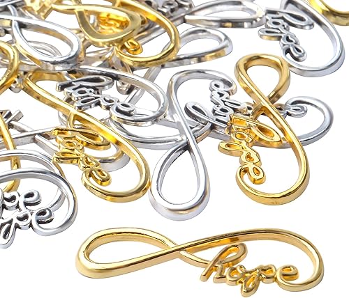 Miniatura 4 de Aylifu Dijes de conector infinito, 60 dijes de símbolo de esperanza infinita, dijes de aleación, suministros de manualidades para collares,