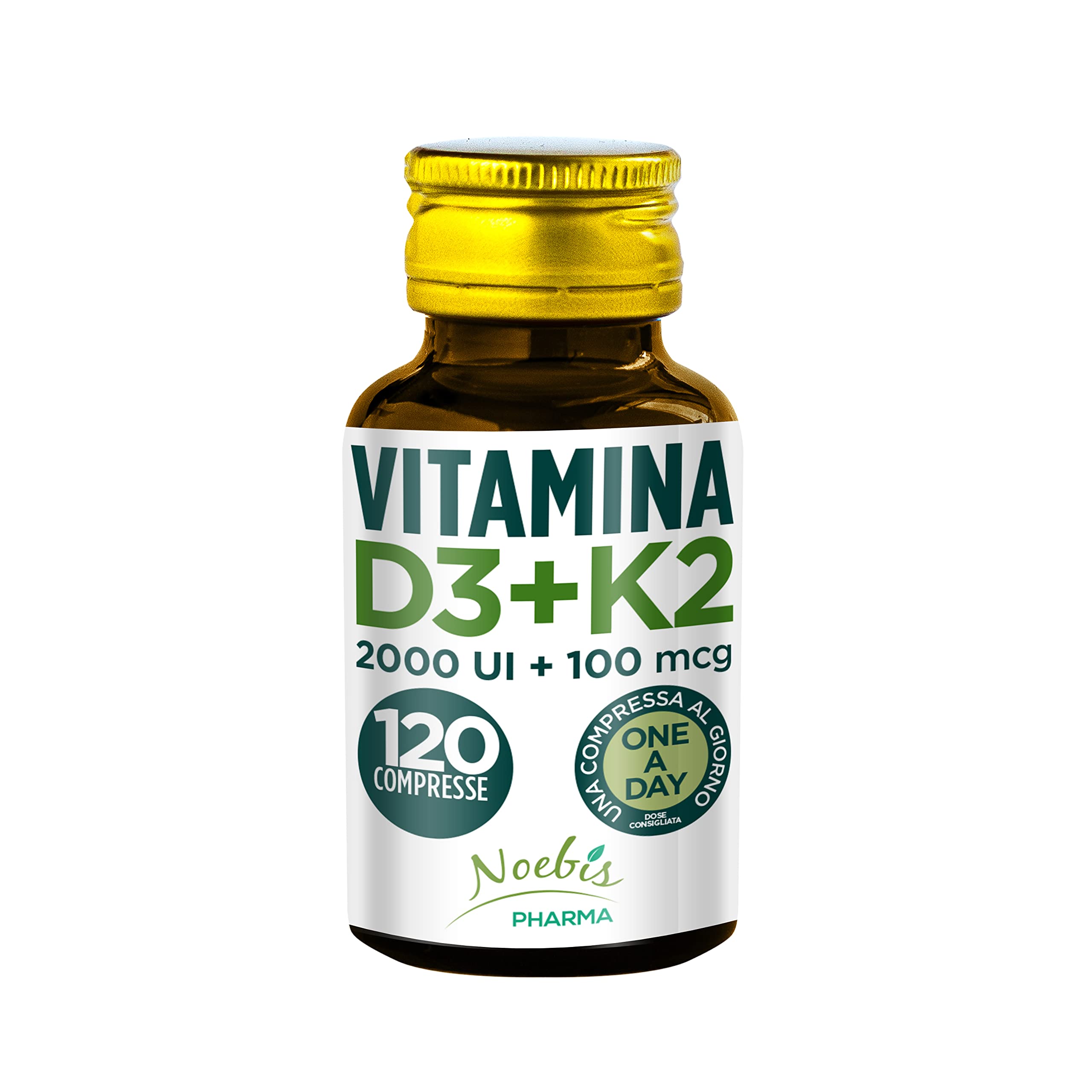 Vitamina D3 K2-120 Compresse Fornitura per 4 Mesi - Vitamin D3 2000 UI + 100 µg Vitamina K Supporto per Ossa Denti Muscoli Articolazioni Sistema Immunitario - Vit D3 e Vitamina K2 Menachinone MK7