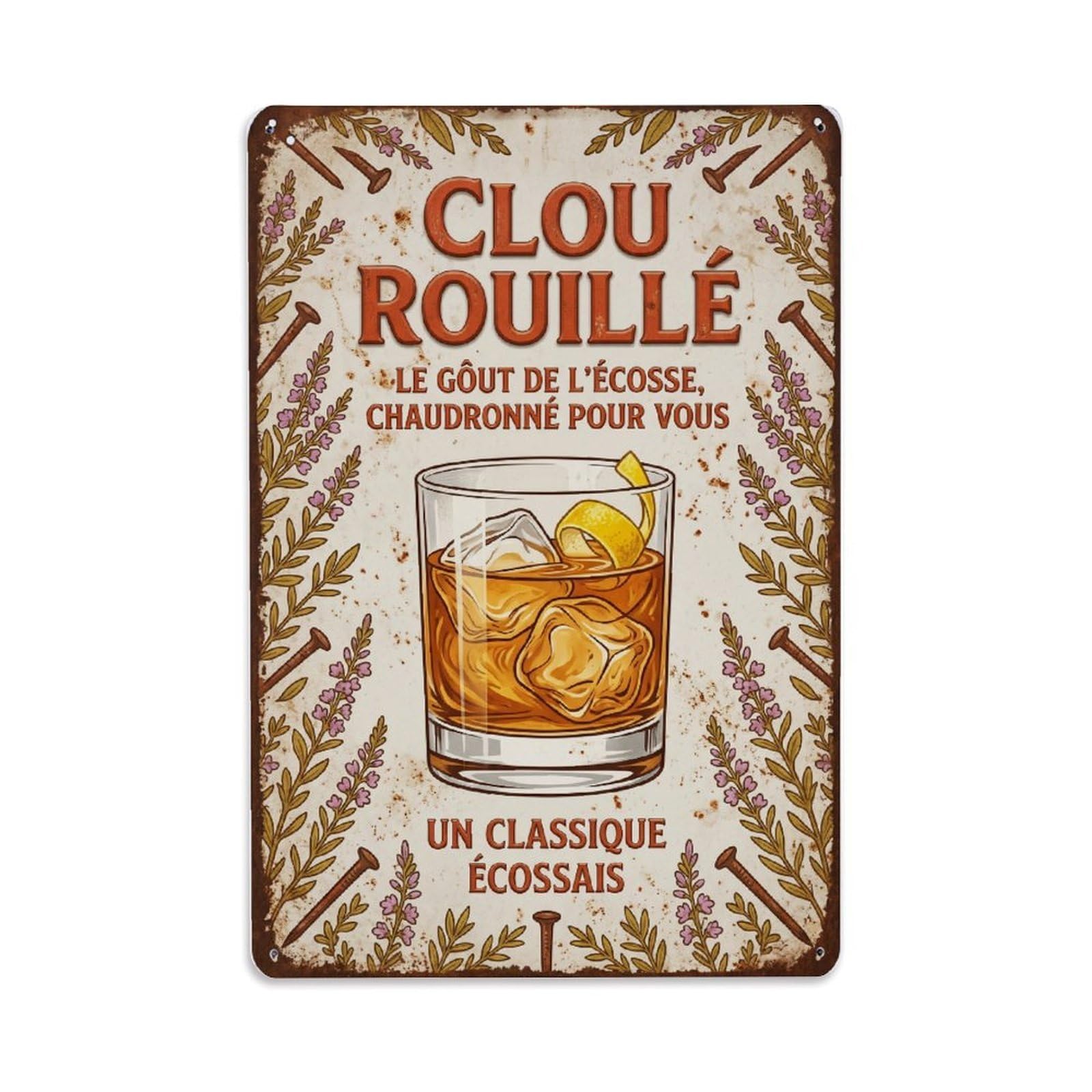 Rusty Nail Photogenic Drink Metal Tin Sign Plaque Wall Decor for Cafe, Club Bar, Office, Home Garden Metal Poster 8x12Inch