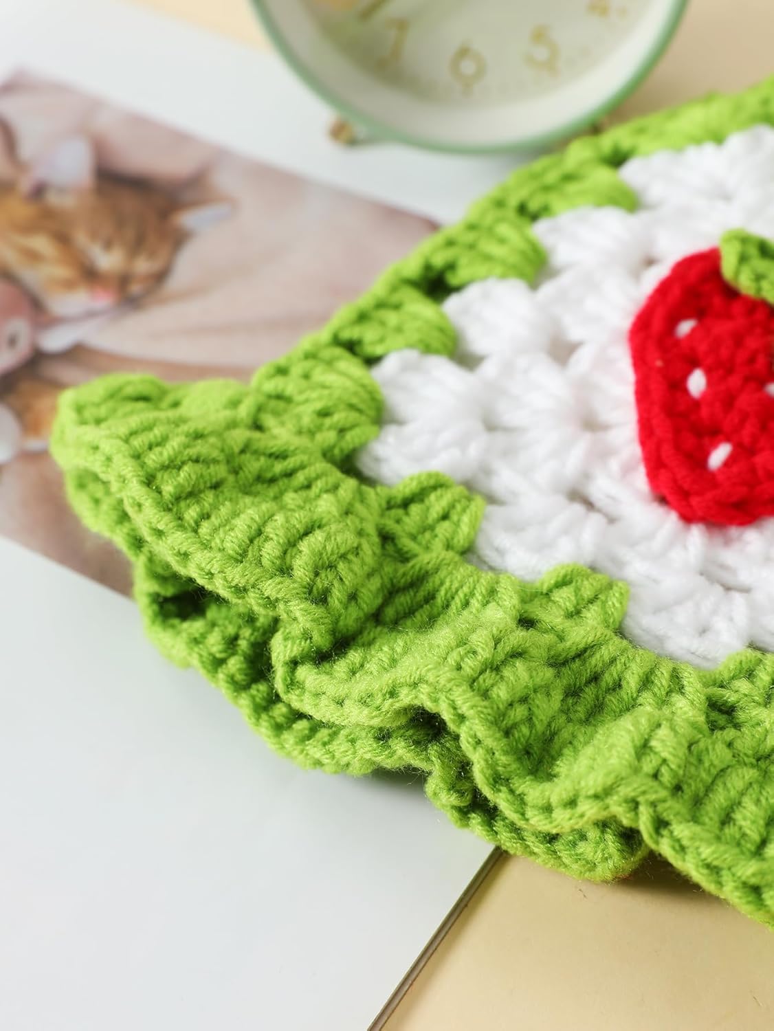 Fiewmay かぎ針編みバケットハット 女性用 ハンドメイド フローラルハット ポータブル ニット 伸縮性 かわいい ビーチハット