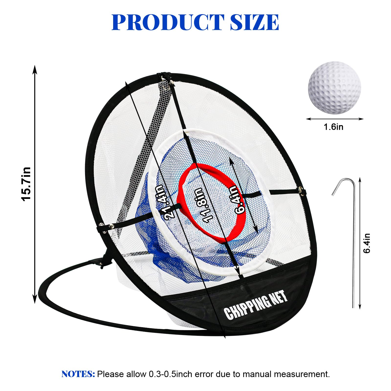 REYSHIN Golf Practice Chipping Net - Pop Up Target Net for Accuracy & Swing Practice (Black Round)
