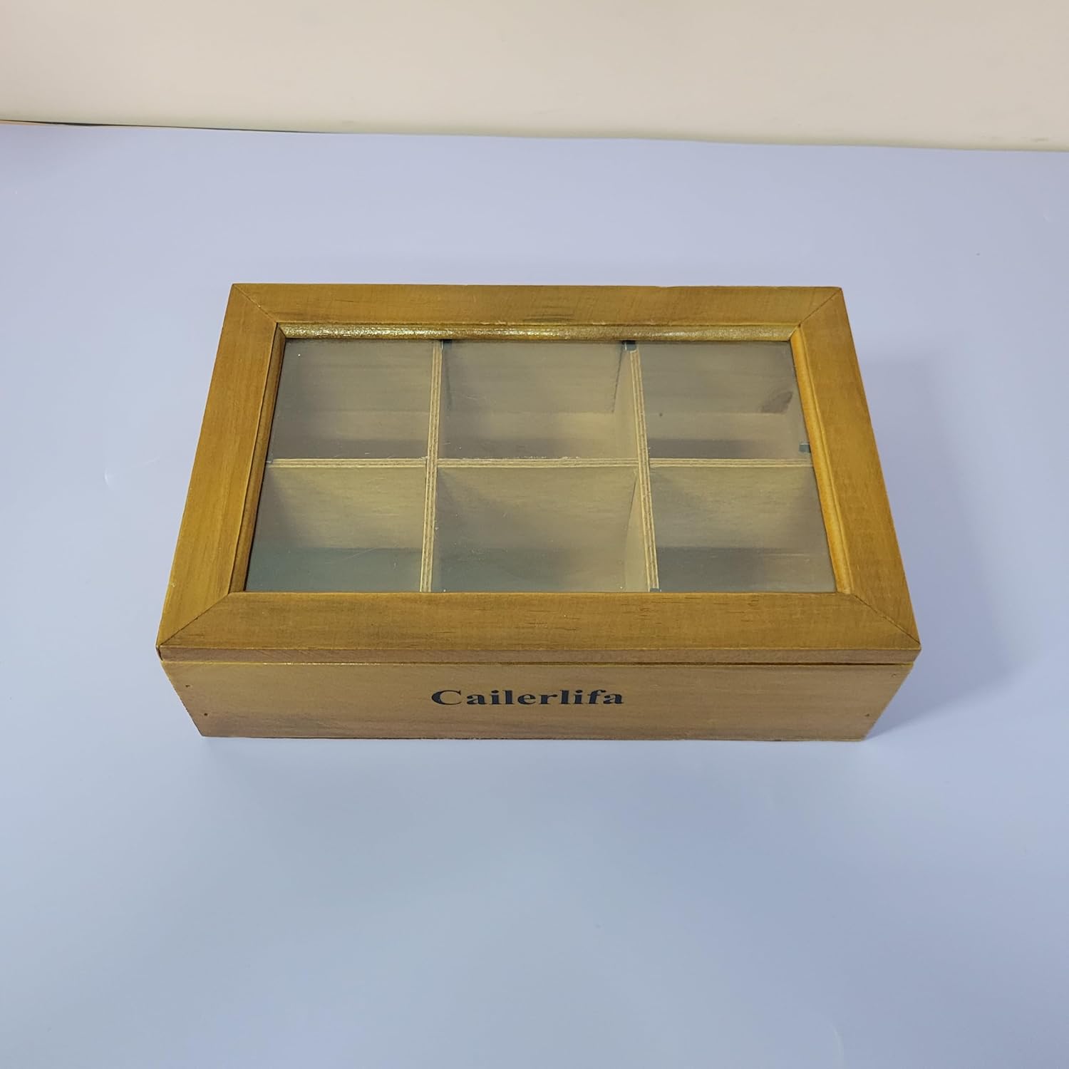 Cailerlifa Decorative boxes made of wood Decorative Wooden Storage Box with Dividers and Transparent Lid — Multi-Compartment Organizer