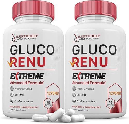 Miniatura 10 de Gluco Renu Extreme 1295MG Glyco Support Píldoras Fórmula Advacned Gluo Renew Soporte de glucógeno formulado con cúrcuma berberina resveratrol ajo,