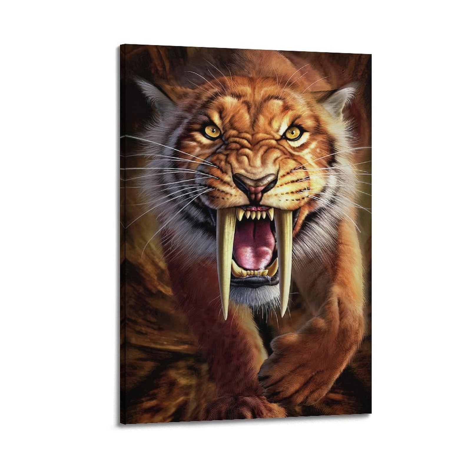 WZKTCL Animals Artwork Poster Angry Saber-toothed Tiger Poster Decorative Painting Canvas Wall Posters And Art Picture Print Modern Family Bedroom Decor Posters 20x30inch(50x75cm)