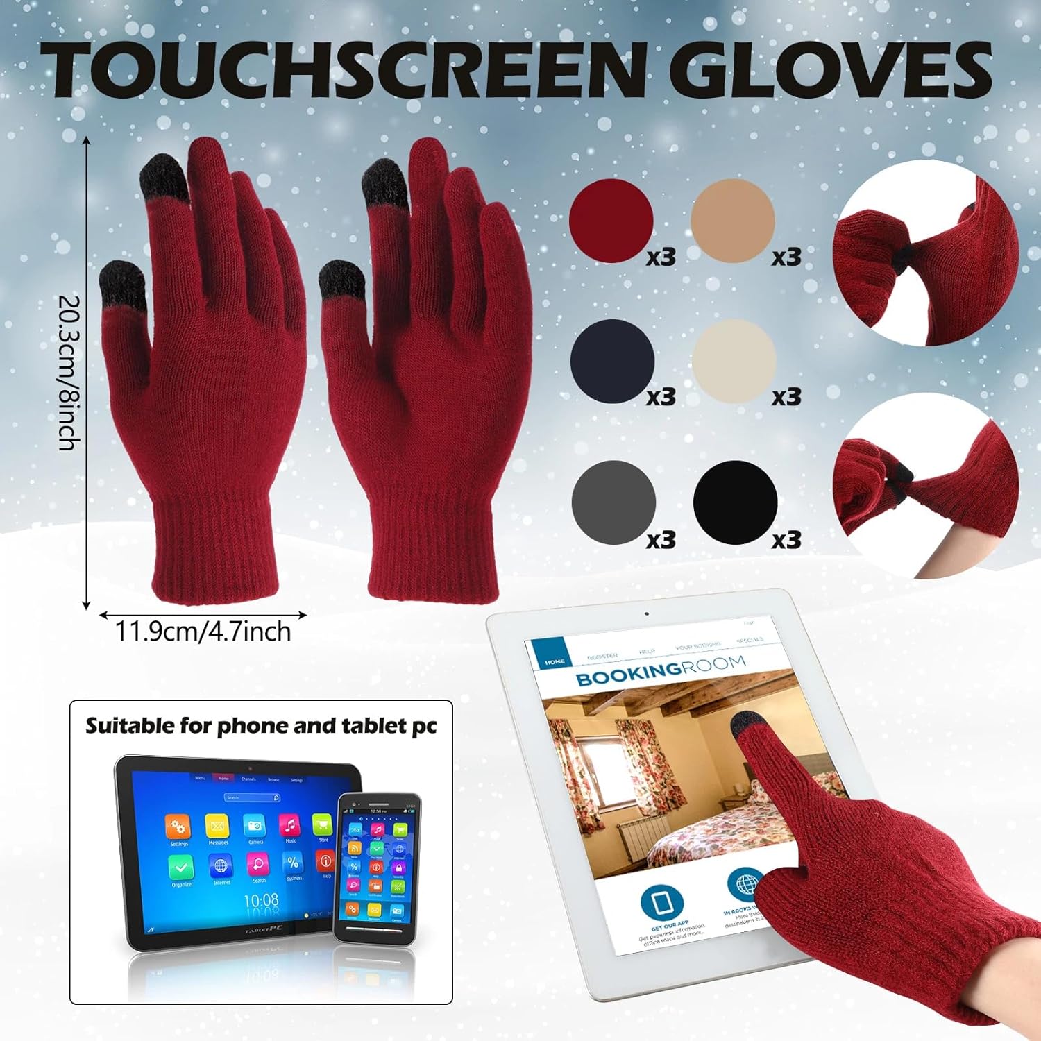 Suhine Winter Hat Scarf Gloves Sock Earmuff Bulk Men Women Warm Fleece Knit Homeless Care Package Supplies Valentine Gift - Image 3