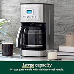 Cuisinart 14-Cup Machine à café programmable, en acier inoxydable (DCC-3200C) | PerfecTemp Carafe en verre, 1-4 tasse de réglage, contrôle de la force Brew, Brew Pause