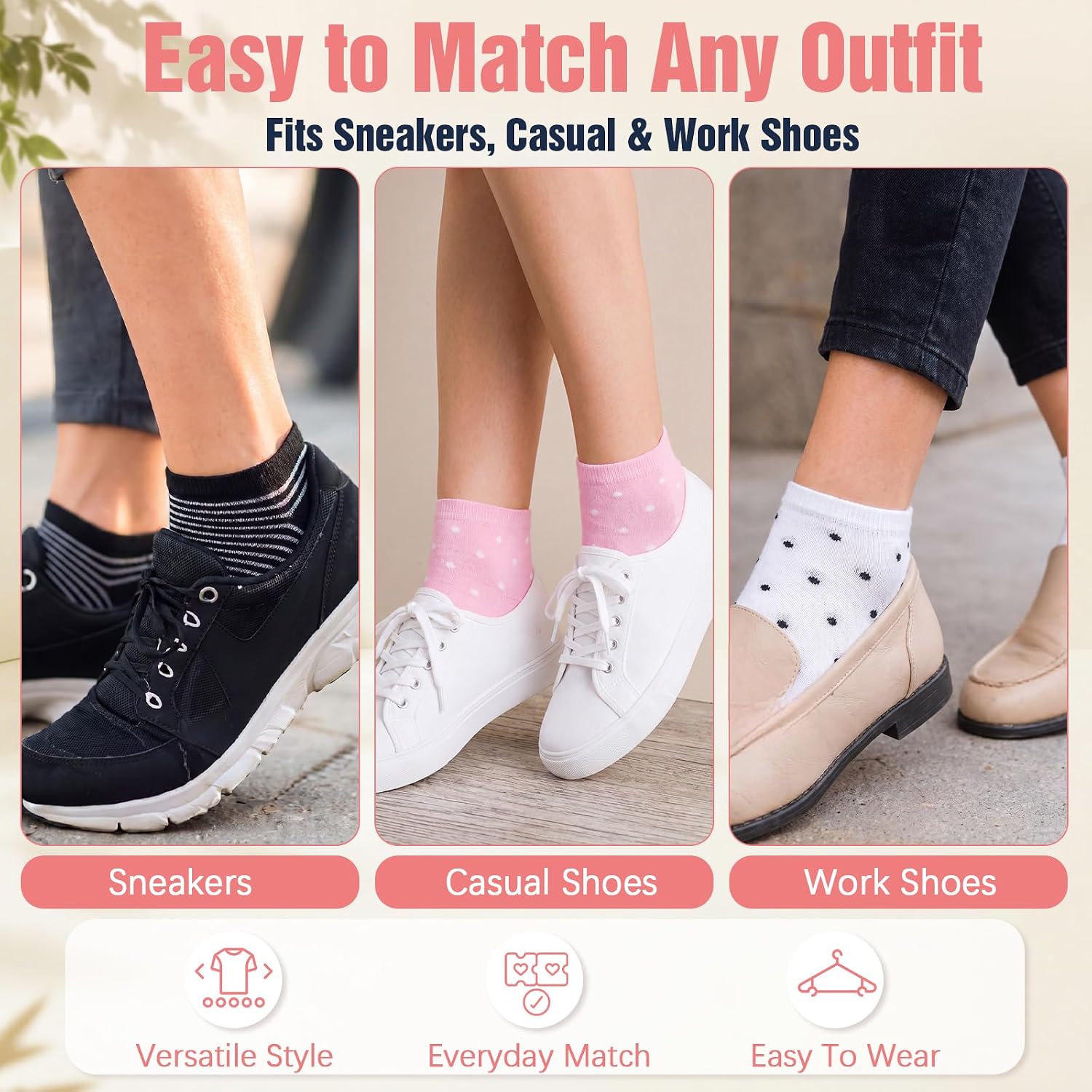 Foaincore 150 Pairs Women's Low Cut Ankle Socks Bulk No Show Breathable Athletic Socks for Casual Wear Walking Running Work Value Pack Assorted Patterns Solid Polka Dots Stripes Hearts Cotton Blend
