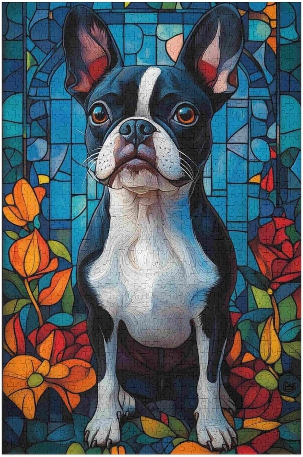 1000 Piece Wood Jigsaw Puzzles for Adults Boston Terrier Dogs Wood Puzzles for Adults Games Family Education Toys Gifts