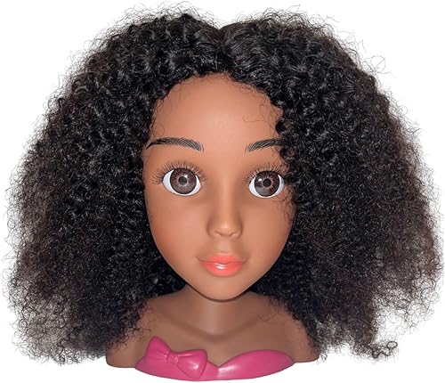 My Doll 100% cabello humano peinado cabeza muñeca juguete + soporte (Toffee)