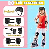 Vista 2 de Conjunto de casco de bicicleta para niños, casco ajustable para niños pequeños de 2 a 8 años con rodilleras, coderas y muñequeras Casco