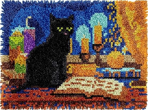 Cat Desk Latch Hook Rug Kit 52x38cm with Pattern