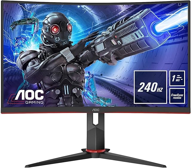 AOC Gaming C32G2ZE - 32 Inch FHD Curved Monitor, 240Hz, 1 ms MPRT, VA AMD FreeSync Premium, Low Input Lag (1920x1080@ 240Hz, 300 cd/m², HDMI/DP)