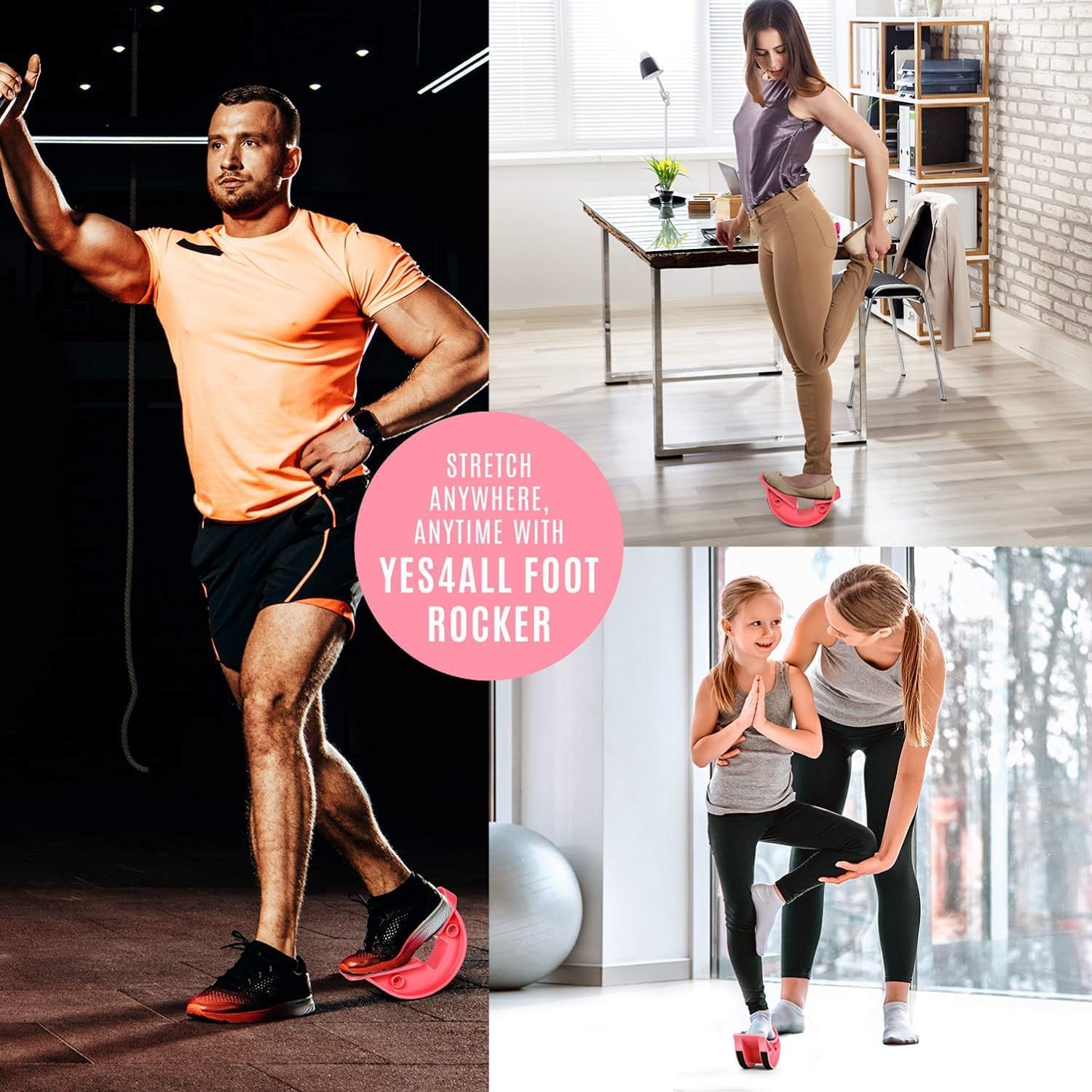 Yes4All 2-in-1 Professional Wooden Balance Board + Foot Rocker Pink