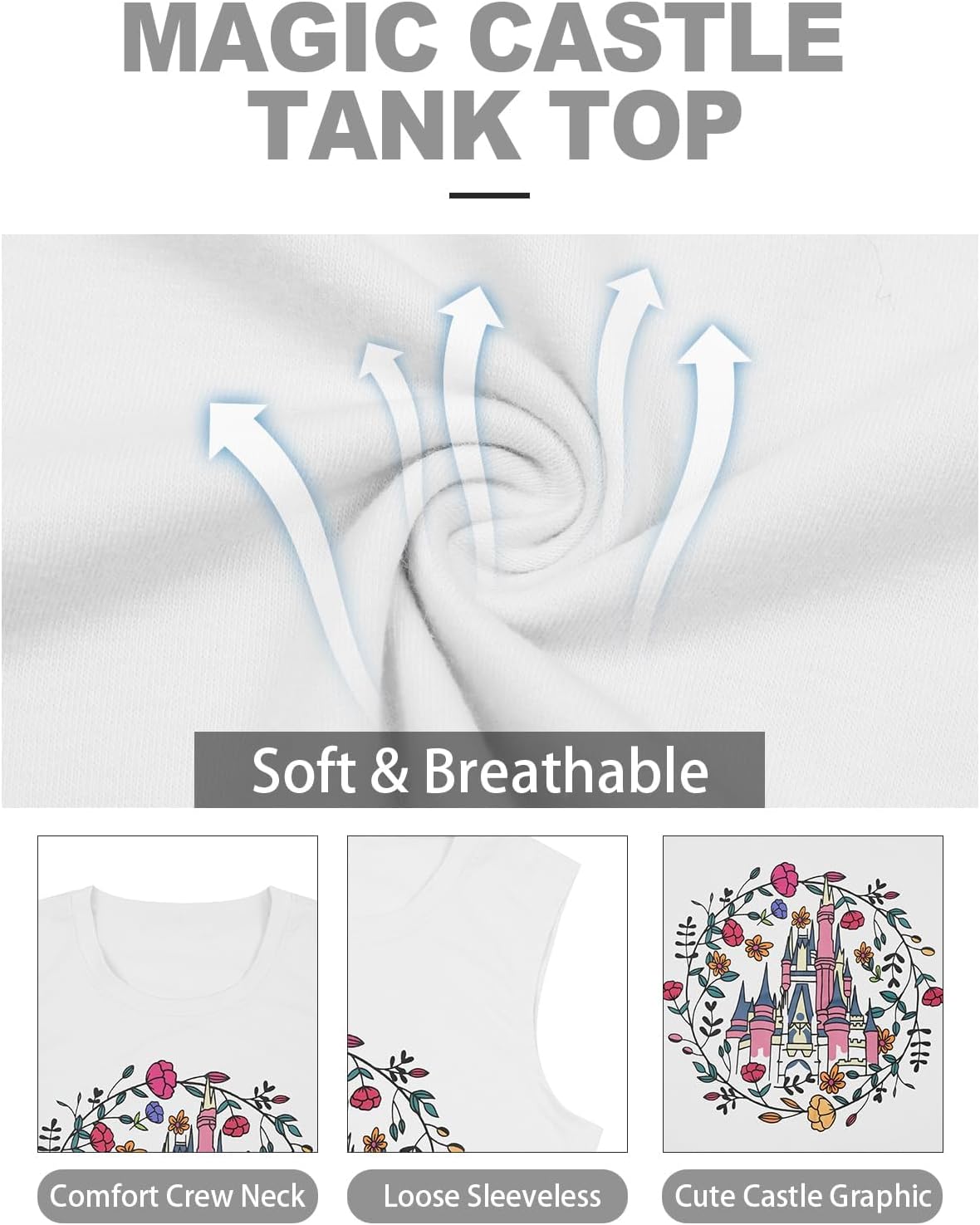 SFHFY Magical Tank Top Women: Magic Kingdom Shirts Fairy Castle Tee Casual Summer Vacation Sleeveless Tops - Image 6