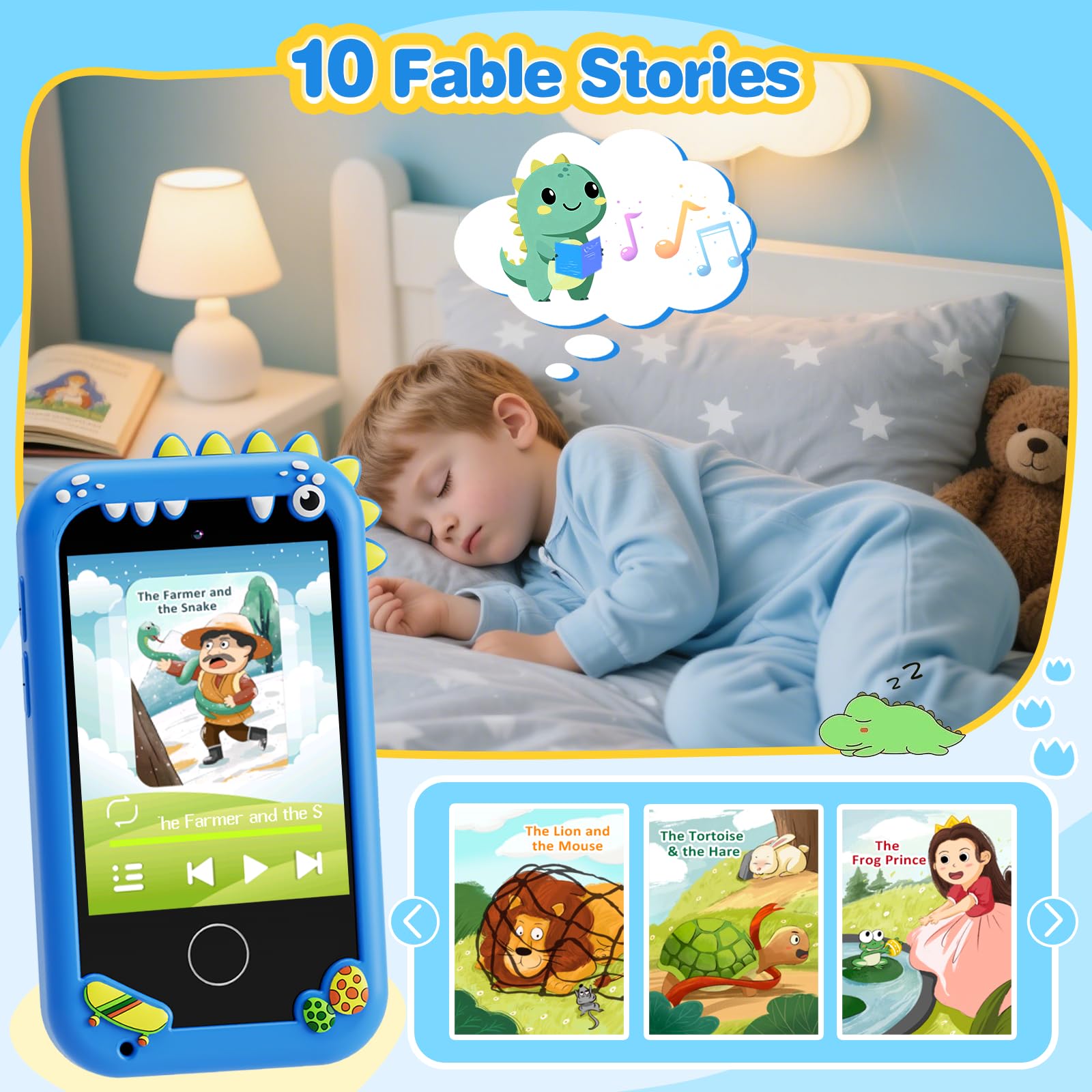 Juguetes de teléfono inteligente para niños, juguetes de regalo de dinosaurios para niños de 3 a 10 años, regalos de cumpleaños, juguetes de aprendizaje con pantalla táctil de 2.8 pulgadas, música 4