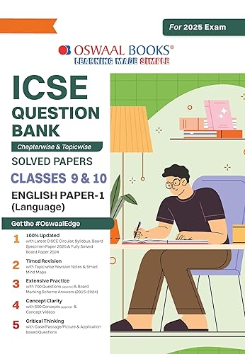 Oswaal ICSE Question Bank Class 10 English Paper 1 | Chapterwise | Topicwise | Solved Papers | For 2025 Board Exams