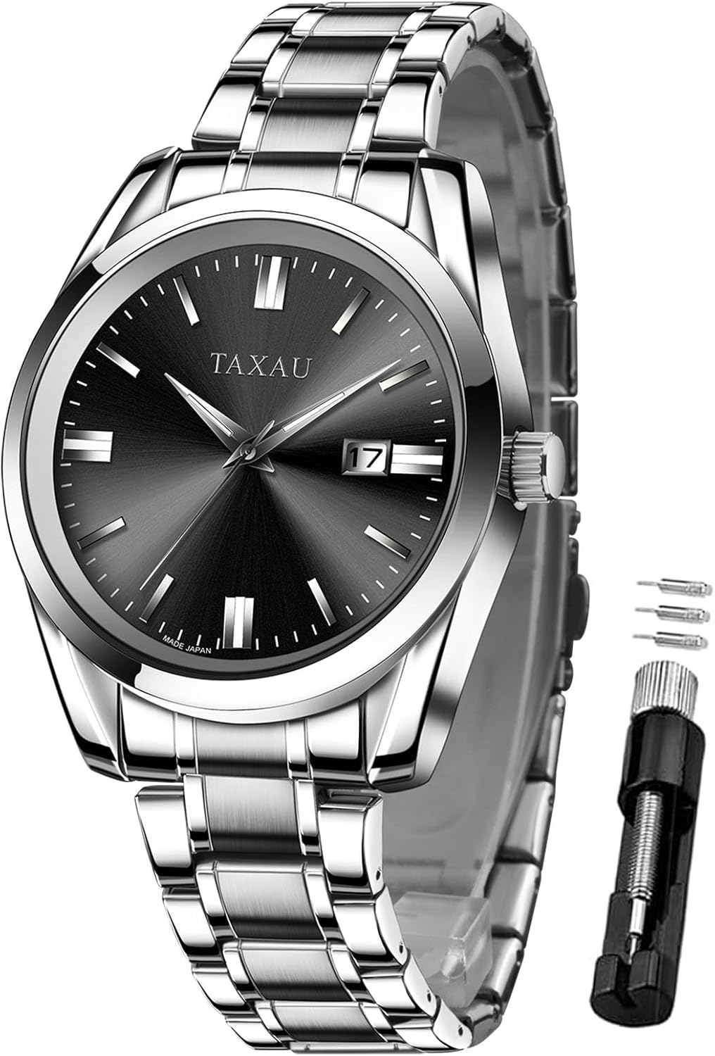 Taxau Mens Watches Dress Waterproof Analog Watches Stainless Steel Luxury Minimalist Men's Wrist Watch with Date Big Face Luminous Pointers & Scales relojes para Hombres