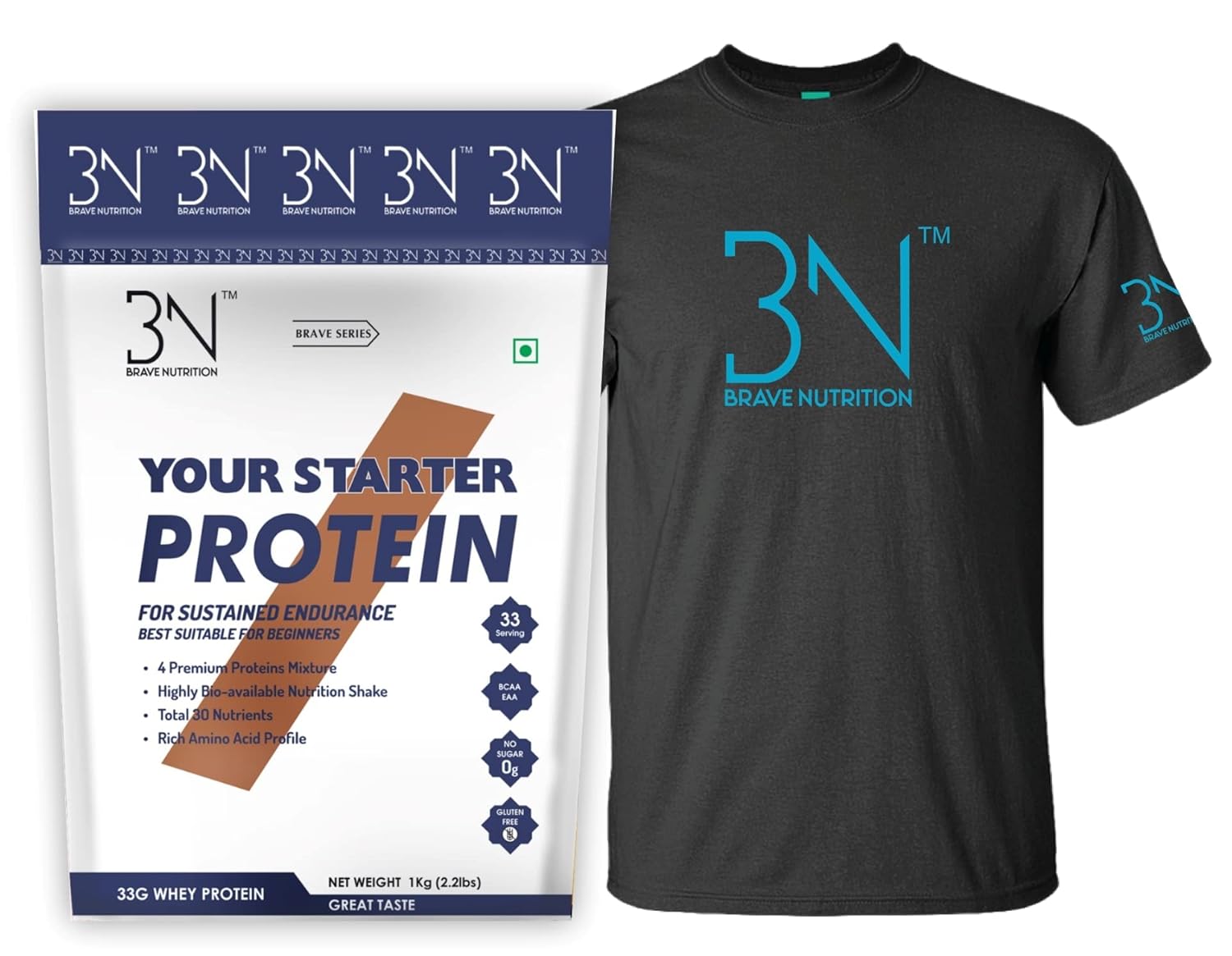 Brave Nutrition Starter Whey Protein Supplement for Lean Muscles 33G