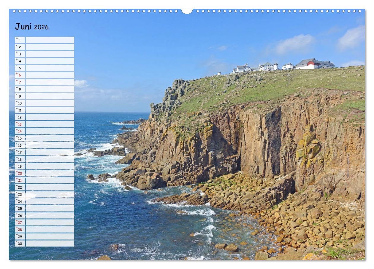 Cornwall. Terminkalender (hochwertiger Premium Wandkalender 2026 DIN A2 quer), Kunstdruck in Hochglanz: Malerische Küste und Fischerdörfer (CALVENDO Orte)