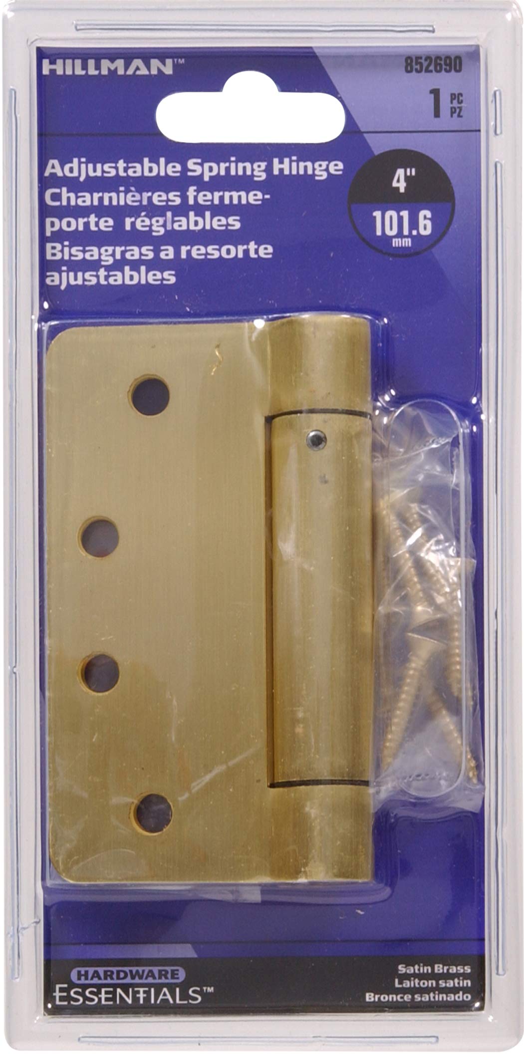 Hardware Essentials Satin Brass Hinge Pin Door Closer – Self-Closing For Interior Doors, Easy Install, Includes Wrench
