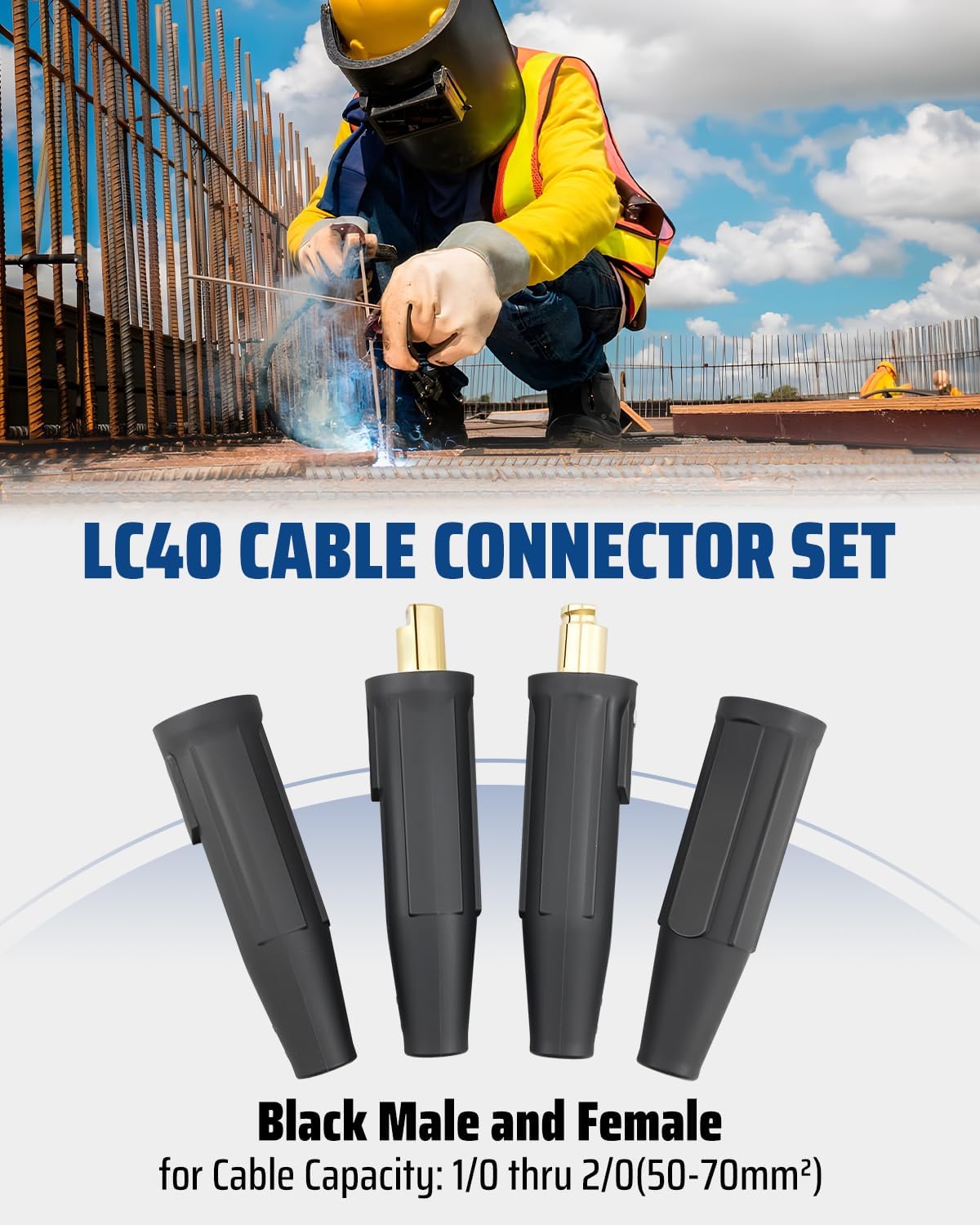 2 Pack LC-40 Welding Lead Quick Connector Fit for Welding Machine Accessories, 1/0 and 2/0 Welding Cable Connector, 350 Amp