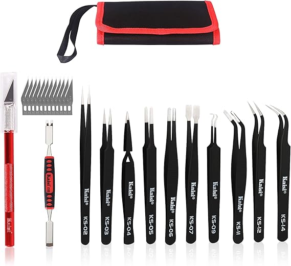 Precision Tweezers Set, Kaisi 12 PCS ESD Tweezer Set, AntiStatic
