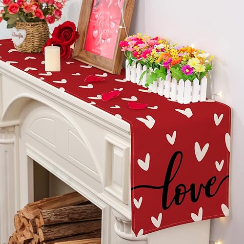 Miniatura 6 de Siilues Camino de mesa de San Valentín decoraciones de San Valentín camino de San Valentín para mesa decoración de temporada de primavera para