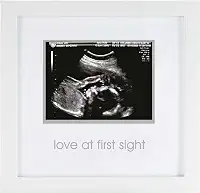 Moldura de ultrassom Pearhead Love at First Sight, chá de bebê ou para pais grávidas, branco