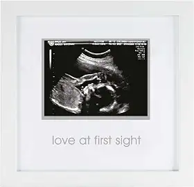 Moldura de ultrassom Pearhead Love at First Sight, chá de bebê ou para pais grávidas, branco