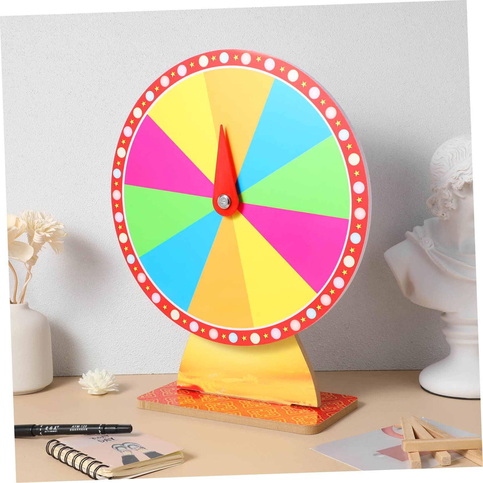 Prize Wheel Spinners with Stand Desktop Roulette Wheel, Erasable for Carnival Party Supplies Trade Show Game Prop (30CM) - Image 4