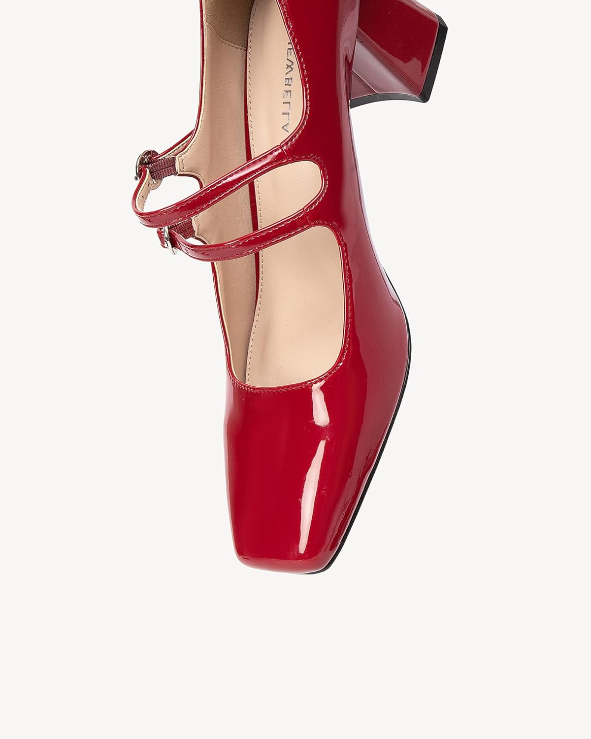 NEWBELLA Women's Mary Jane Pumps - Vintage Patent Leather Dress Shoes with Double Strap, Round Toe & 2" Chunky Heel for Office/Wedding - Image 2