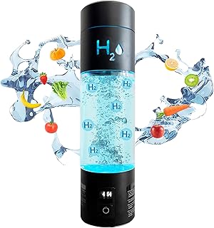 Hydrogen Water Bottle Generator with Premium Alloy, 6000PPB SPE PEM Tech Portable Hydrogen Rich Water Ionizer 9 OZ, LED Timer, Rechargeable, Health Gift for Home, Office, Travel