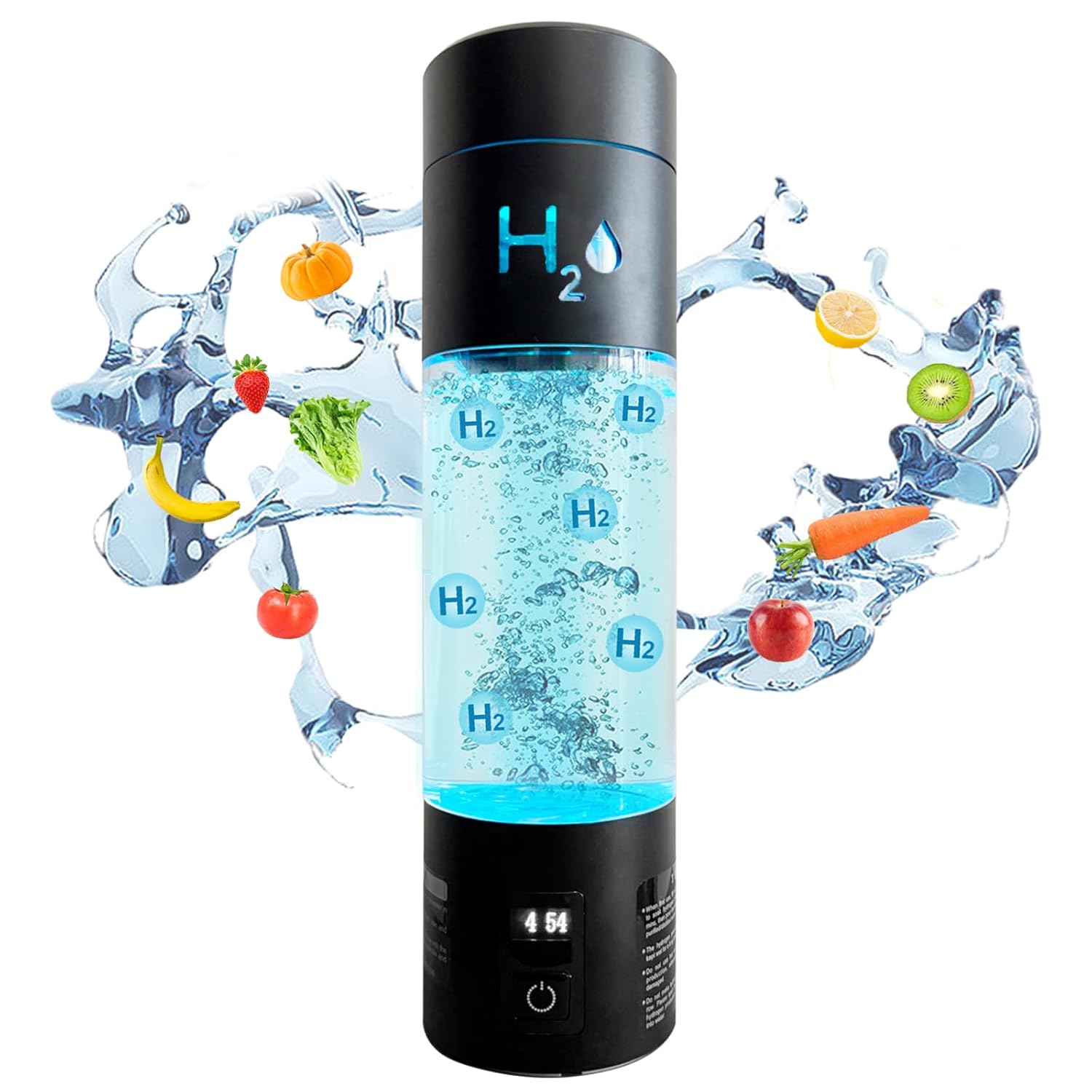 Hydrogen Water Bottle Generator with Premium Alloy, 6000PPB SPE PEM Tech Portable Hydrogen Rich Water Ionizer 9 OZ, LED Timer, Rechargeable, Health Gift for Home, Office, Travel
