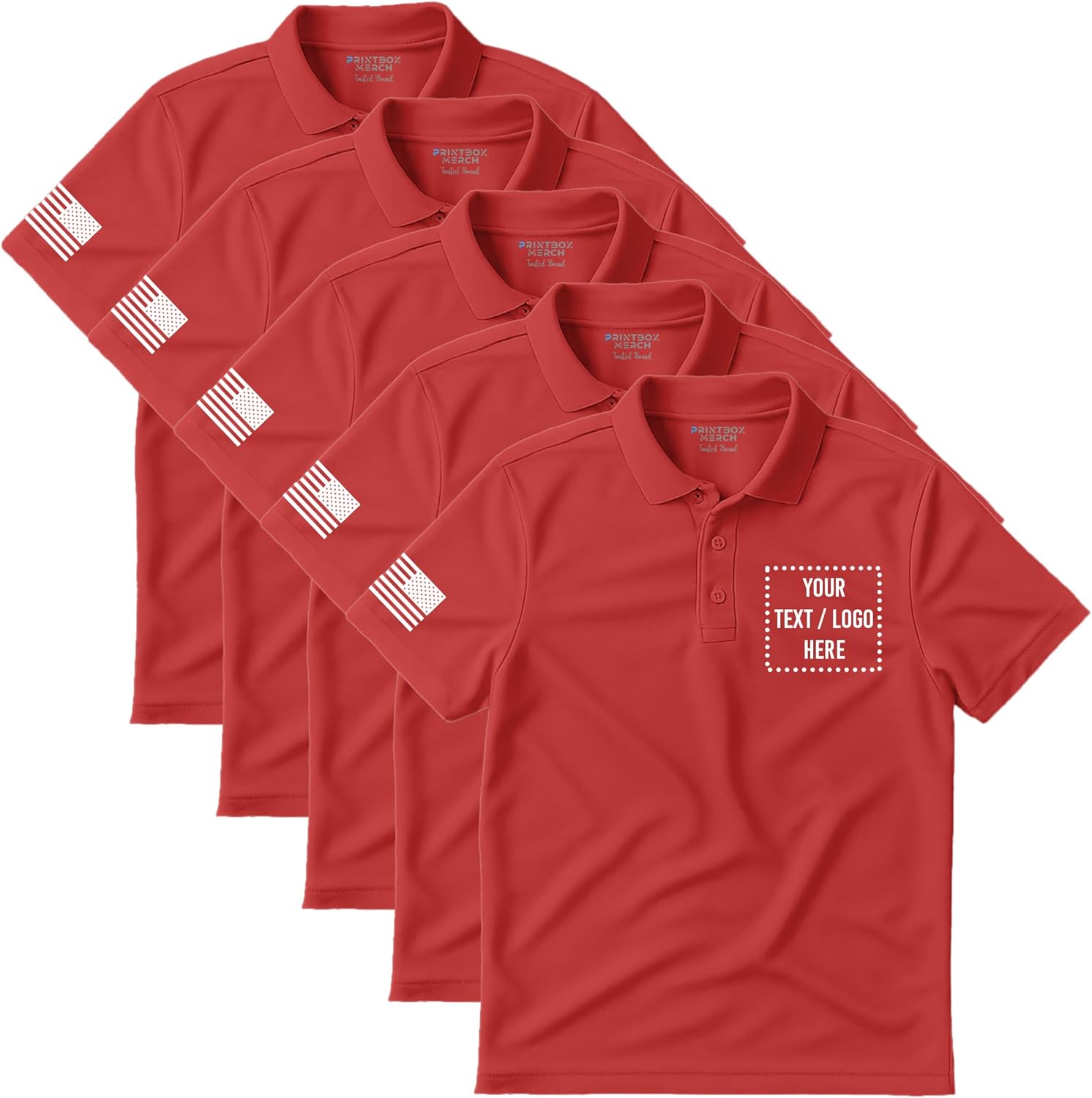 5 Pack Custom Polo Shirts for Men, Customized Polo Shirt, Moisture Wicking Dry Fit Short Sleeve Collared Work Wear, Golf Apparel Black