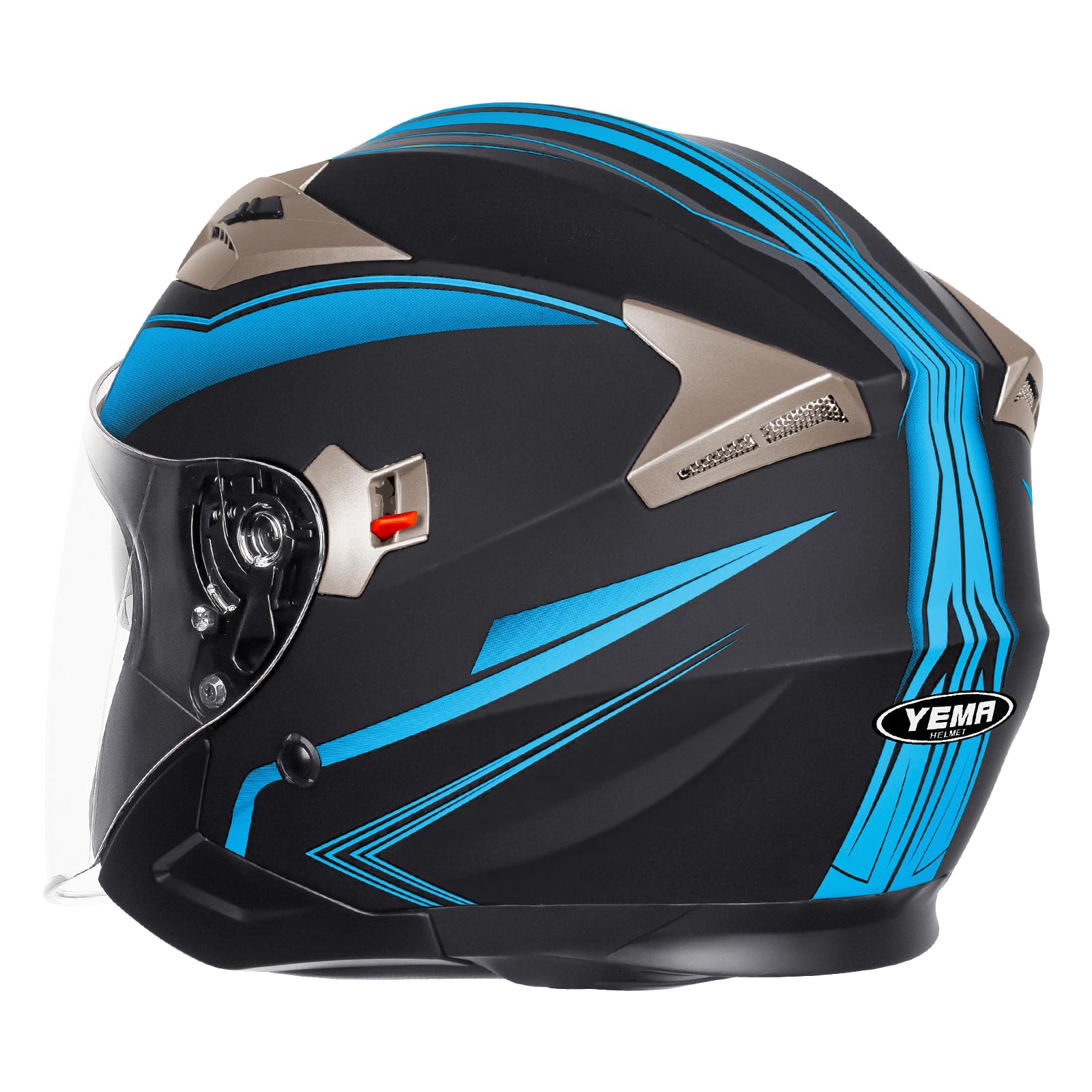 YEMA Casco Moto Jet ECE Homologado YM-627 Casco Moto Abierto Custom Scooter para Mujer Hombre Adultos con Doble Visera