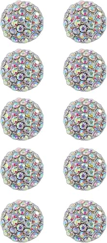 Jerler 10 piezas AB Sliver Rhinestone Botones Adornos de Cristal Coser en Botones de Ropa