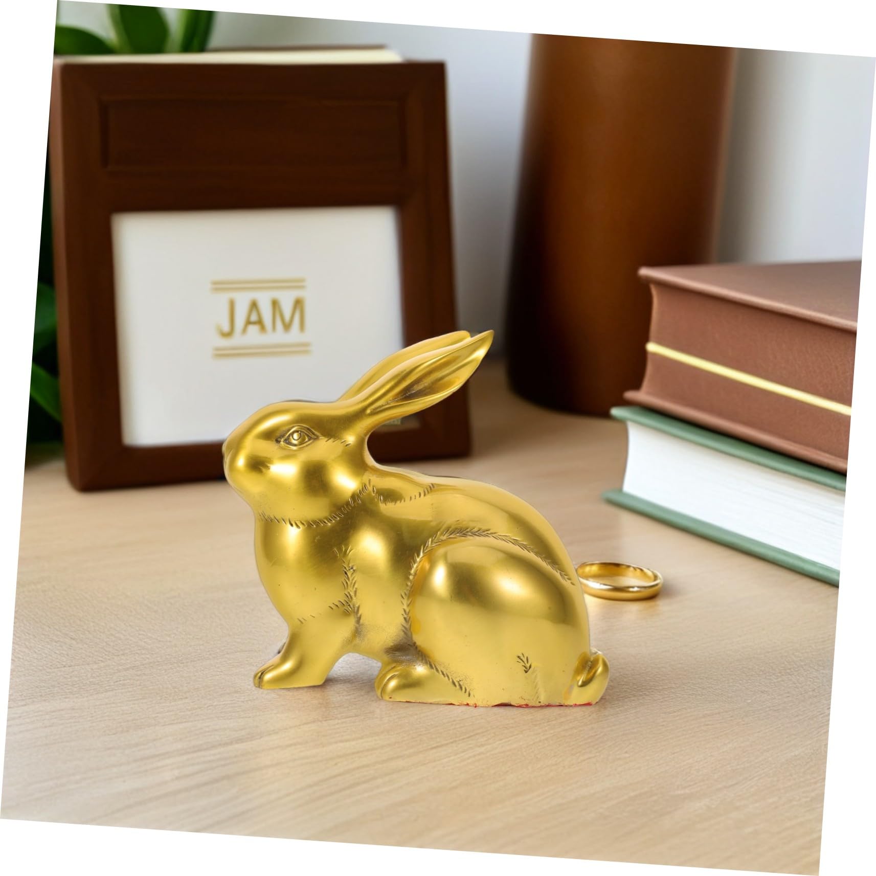 Cabilock Figurine Lapin Laiton Miniature Sculpture Animale Feng Shui Décoration Bureau Maison Métal Artisanale