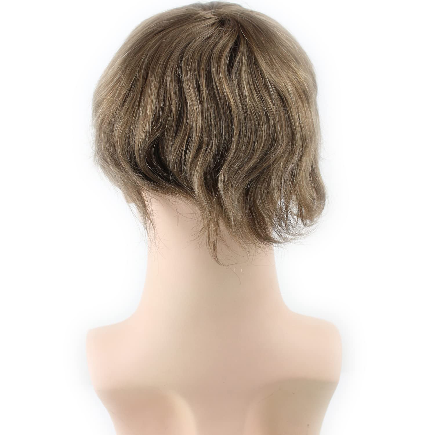 Real Human Hair French Lace with PU Thin Skin Stock Men's Toupee Hair Pieces #18 Color