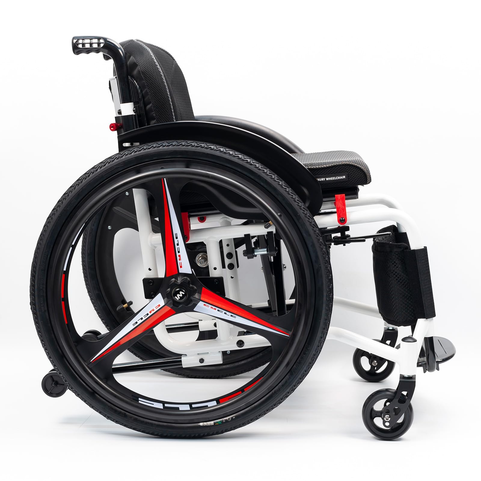 Kxpswge B Ultra-Light Transport Wheelchair,Sports Wheelchair For Adult, ，Folding Portable Wheelchair With Hand Rake, Self-Propelled Manual Chair With Anti-Tipper, Aluminum(Seat Width 40Cm/15.7In,)