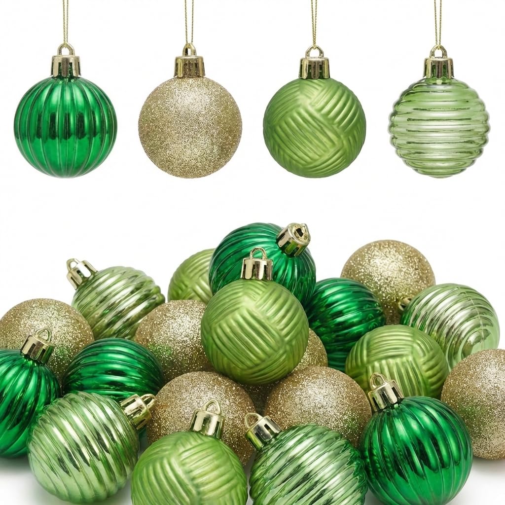 Décorations de sapin de Noël boules incassables en or vert pour fêtes d'Halloween