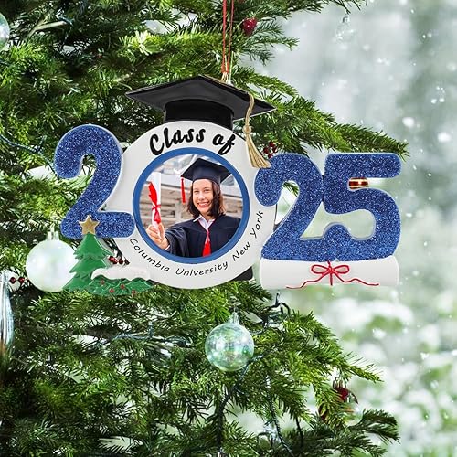 Adorno personalizado para graduado 2024, adorno de Navidad de graduación de clase 2024, adorno de marco de fotos de graduación de felicitaciones,