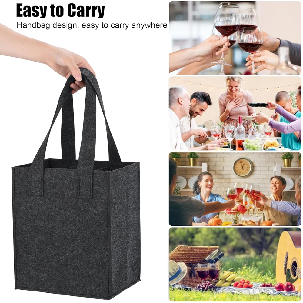 Borsa Per Bottiglie In Feltro 6 Scomparti - Con Portabottiglie E Apribottiglie - Foto 9