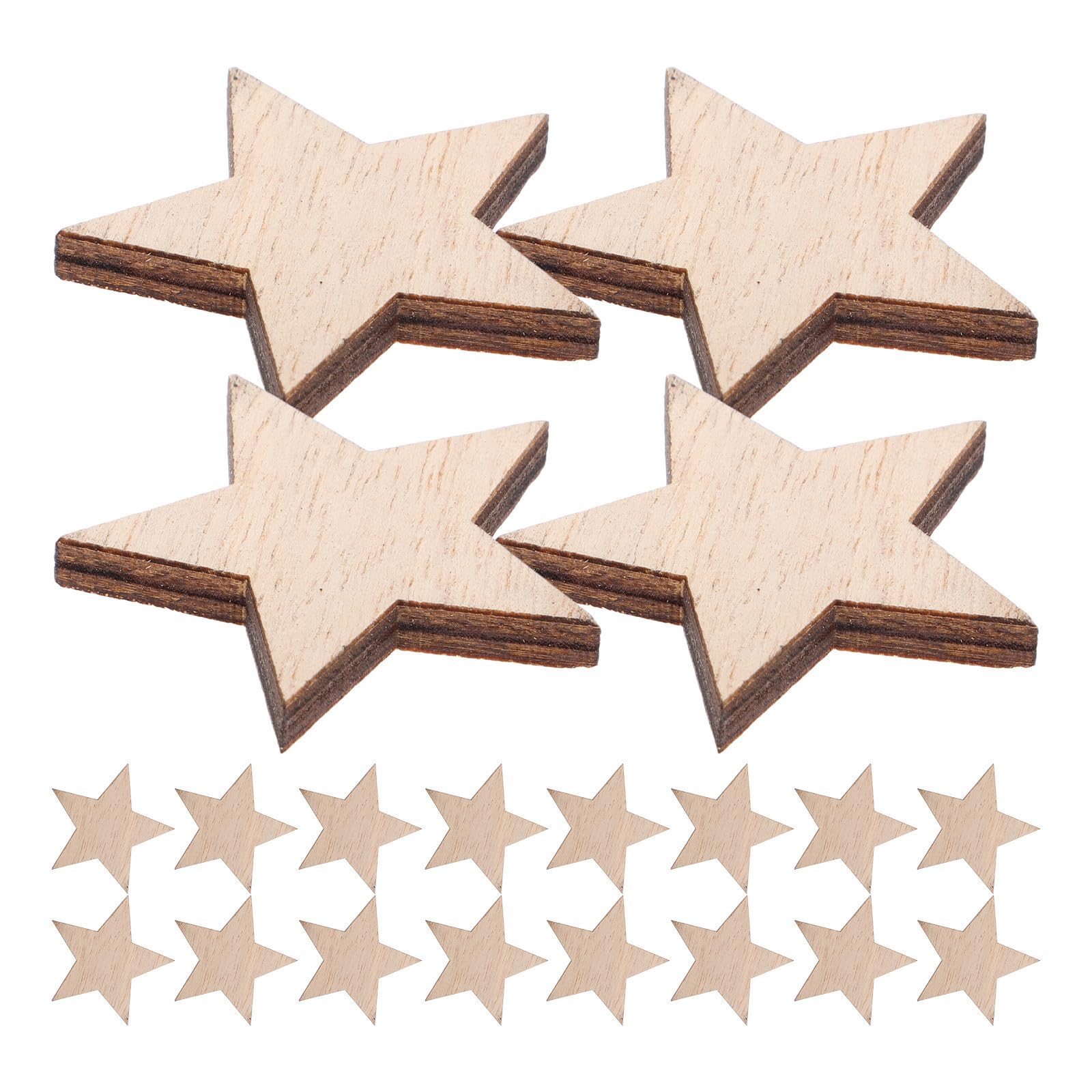 FRCOLOR 125 Pièces Ornement Étoile en Bois, Finition Brute, Grain, DIY