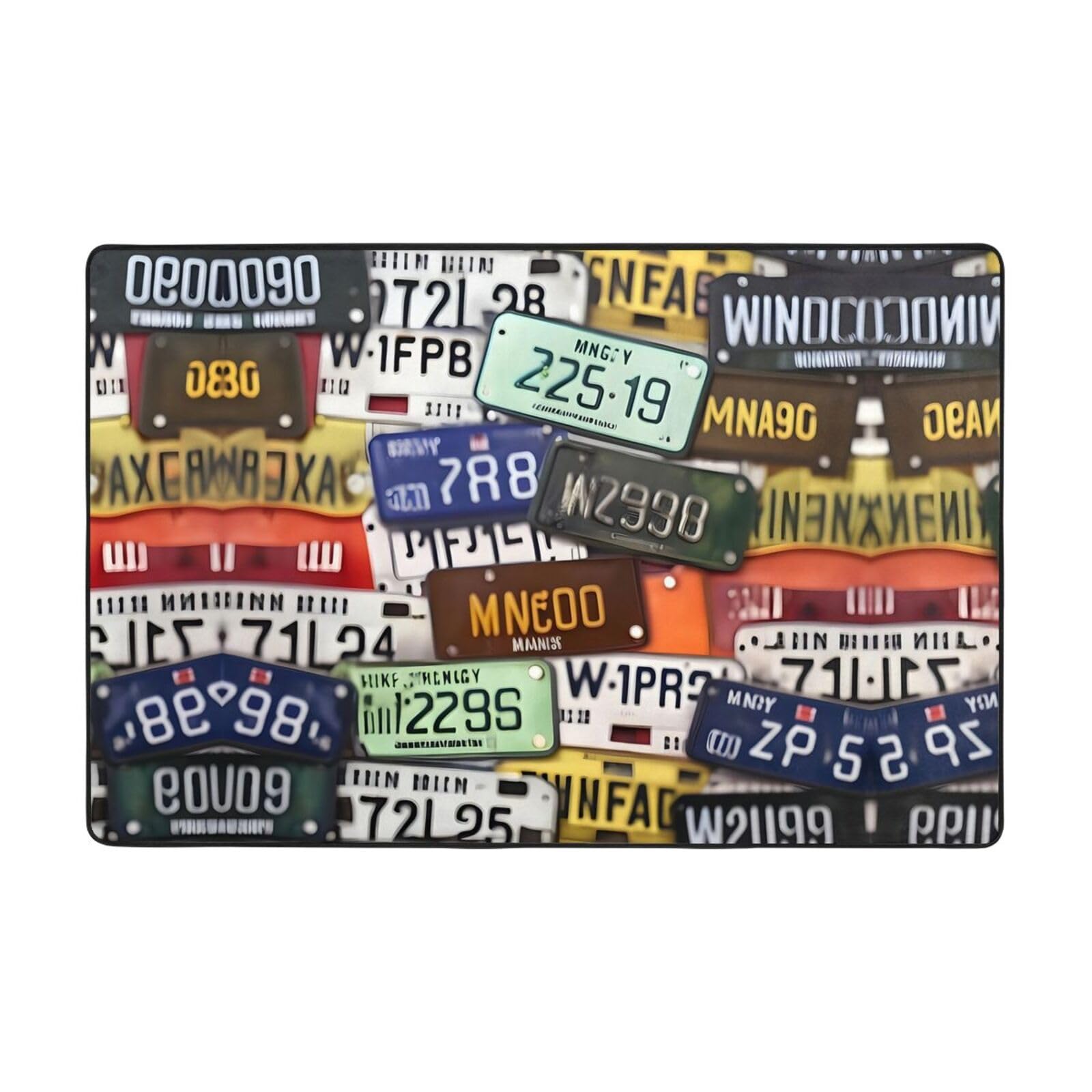 Tapis imprimé avec plaque d'immatriculation toucher ultra moelleux
