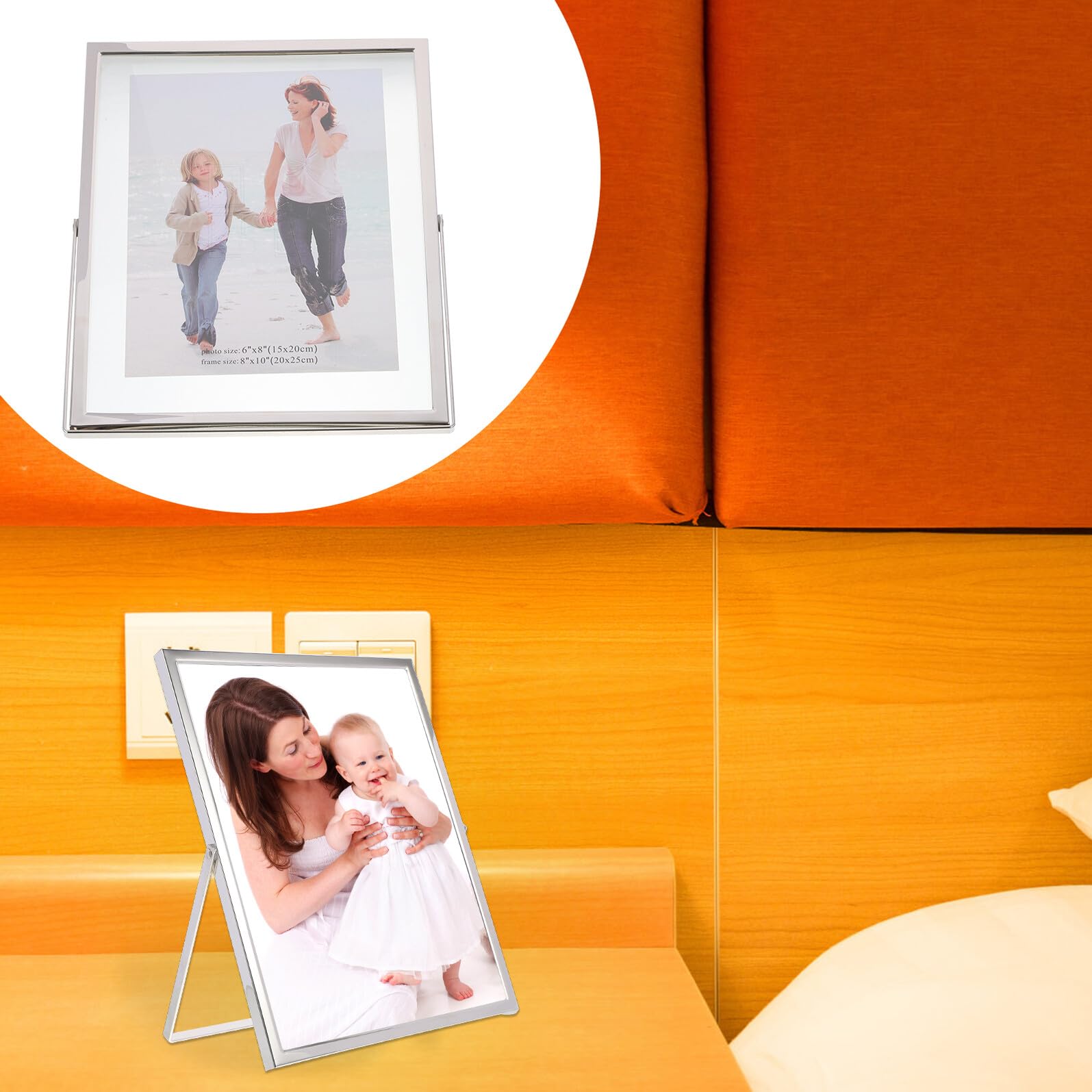 Einfacher Fotorahmen aus Glas mit Silbernem Metallrahmen Eleganter Bilderrahmen zur Fotopräsentation und Heimdekoration Tischbilderrahmen für Bilder und Gemälde